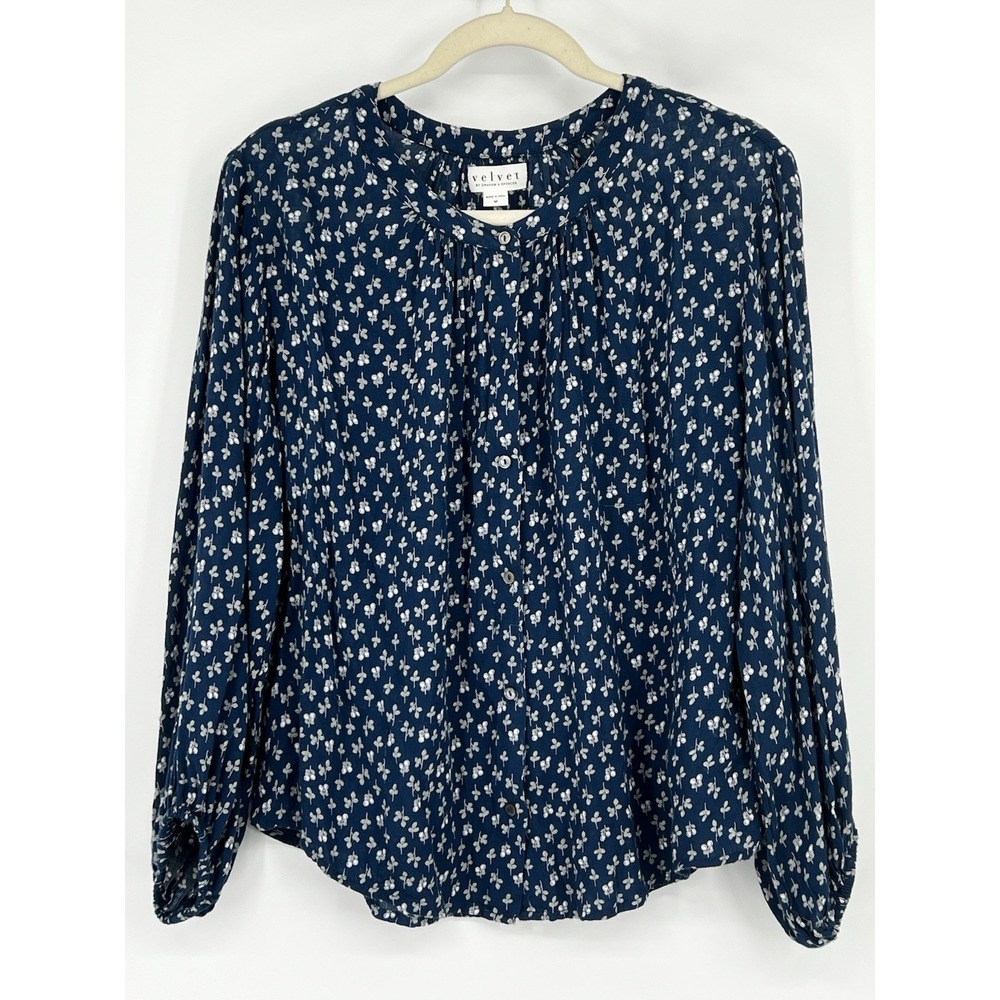 VELVET By Graham & Spencer Dainty Floral Gauze Peasant Top Size Medium Cottage